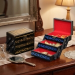 TRADITIONAL WOODEN JEWELLERY BOX | 3 COMPARTMENTS