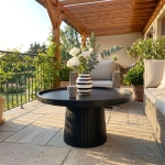 MODERN BLACK FLUTED ROUND COFFEE TABLE